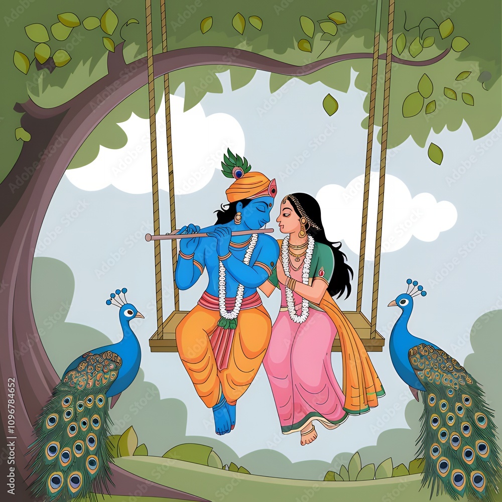 Radha Rani Pick Lord Krishna and Radha Rani illustration image, Lord Shri Radha Rani ...