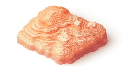 Fototapete - A stylized, layered topographic representation in soft orange hues.