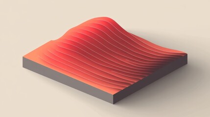 Fototapete - Abstract wavy surface with red tones on a gray base, showcasing a modern design aesthetic.