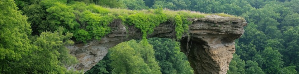 Poster - A bridge is built over a river in a lush green forest. The bridge is made of stone and is surrounded by trees. The bridge is a beautiful and serene place to visit