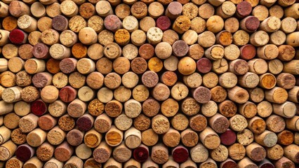Poster - A Close Up View of a Wall of Wine Corks Displaying Their Natural Textures and Colors