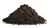 Realistic Pile of Dark Organic Soil with Visible Textures on White Background