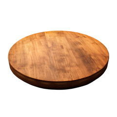 Round wood podium for product display isolated on transparent background