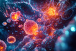 © Evhen Pylypchuk - Futuristic nanotechnology particles interacting with cells in the human bloodstream, showcasing deep tech innovation in medicine with high realism and detail.