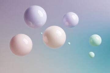 Wall Mural - soft luminous pastel gradient surface with pale lilac and blush green orbs on tranquil blue