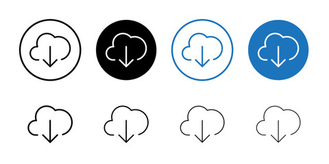 Cloud download icon Flat vector set outline