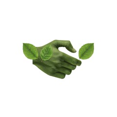 Poster - A green hand surrounded by leaves, symbolizing nature, care, and environmental awareness.