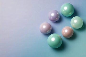 Wall Mural - soft pastel gradient background featuring pale lilac and blush green orbs on calm blue surface