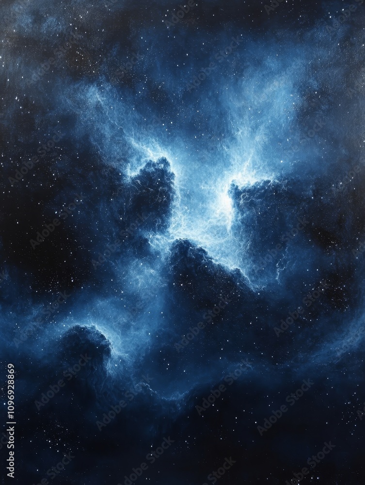 Celestial Nebula: A Cosmic Dance of Light and Dark - Starry blue sky ...