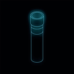 Wall Mural - Neon test tube glowing on a black background, representing chemical, biological, or medical research