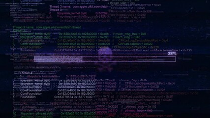 Computer code heavy digital glitch distortion digital screen glitches VHS damage. Overlay design element Network security, programming, development, cyber encryption. 3D Hacking code data flow stream