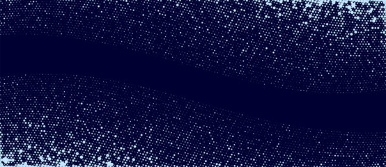 Poster - Blue winter background with dots like snow. Happy Christmas and New Year illustration with dots in  waves.