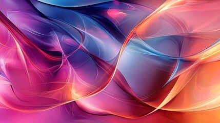 Wall Mural - smooth blend of blue and pink curves with vivid highlights.