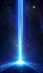 Wall Mural - a blue light beam is shooting through the sky, surrounded by stars