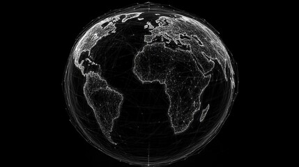a beautiful abstract representation of earth highlighting continents in a captivating black and whit