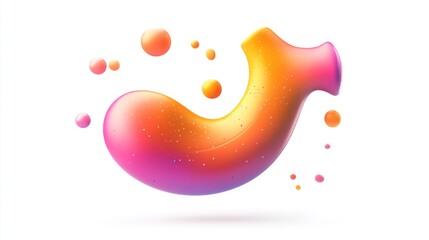 Poster - A colorful, abstract representation of a stomach with floating bubbles.
