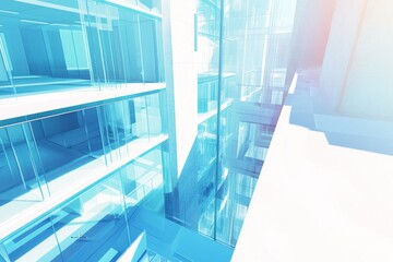 Leinwandbilder - A modern architectural design featuring glass facades and a bright, reflective environment.