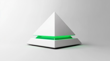 Leinwandbilder - A sleek, white pyramid structure with a glowing green base, suggesting a modern design.