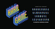 © Haqqani Slab - Hard Game: A bold 3D isometric font with unique folded corners and multicolored elements. Perfect for edgy, futuristic designs. Fully customizable vector.