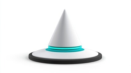 Fototapete - A sleek, futuristic cone-shaped object with a glowing base, suggesting technology or design.