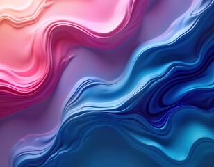 Poster - Abstract liquid art. Pink blue fluid colors mix. Vibrant paint waves flow. Modern design background. Trendy color palette. Perfect for web design decor.