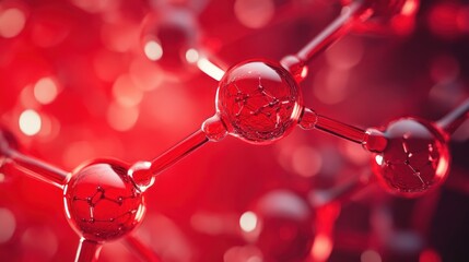 Aufkleber - A close-up view of molecular structures in a red hue, illustrating scientific concepts.
