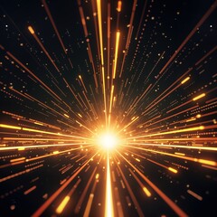 Aufkleber - Abstract glowing lines radiate outwards creating vortex effect. Bright light bursts from center. Futuristic dynamic space tunnel. Golden energy swirls. Modern art design. Perfect for tech backgrounds