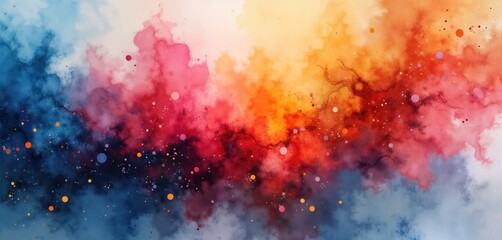 Aufkleber - Abstract watercolor art background. Red orange blue paint color mix. Ink metal chemical texture. Space planet flow pattern. Grunge nature wallpaper design. Creative graphic art print.
