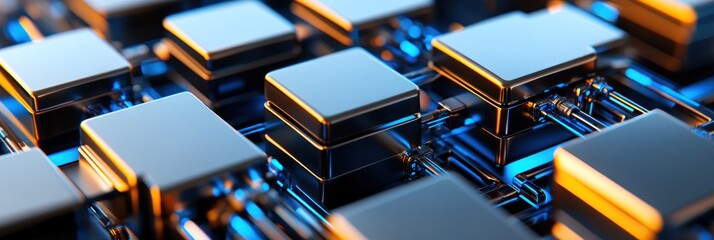 Aufkleber - Close-up of metallic circuit components with a futuristic design.