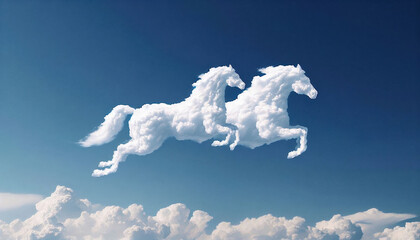 clouds in the form of two horses