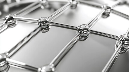 Leinwandbilder - A close-up view of a metallic lattice structure, showcasing its reflective surfaces and geometry.