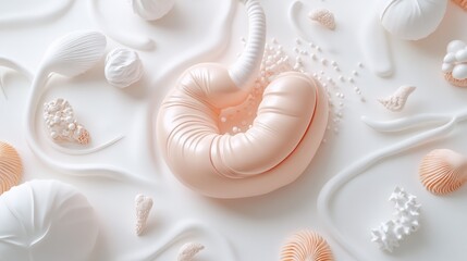 Aufkleber - A soft, abstract composition featuring organic shapes and textures in pastel colors.