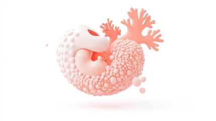 Fototapete - Abstract organic shapes resembling coral and marine life in soft colors.