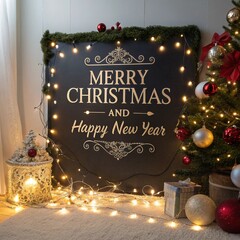 Wall Mural - Typography Of Merry Christmas And Happy New Years 