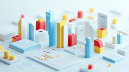 Poster - A colorful 3D cityscape model showcasing buildings and data visualization elements.
