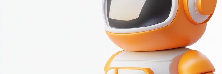 Fototapete - A stylized robot figure with an orange and white color scheme, designed for playful interaction.