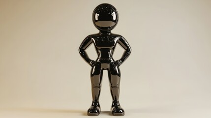 Leinwandbilder - A glossy black humanoid figure stands confidently with hands on hips.