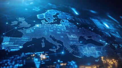 Digital Representation of Europe with Interconnected Lines