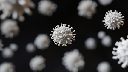 Poster - Microscopic view of dangerous coronavirus covid-19 cells floating on a black background