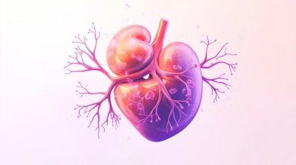 Poster - A stylized illustration of a heart with branching structures, symbolizing life and vitality.