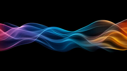 Leinwandbilder - Smooth elegant gradient light wave flowing on a black background, perfect for modern and futuristic designs