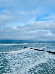 Wall Mural - Natural seascape background, cloudy sea horizon