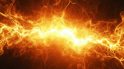 Aufkleber - Electric energy creates a fiery plasma effect in the darkness, flowing and glowing with power