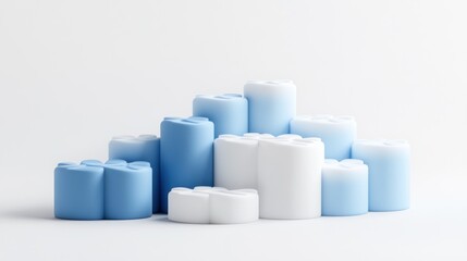 Aufkleber - A cluster of blue and white abstract shapes resembling building blocks.