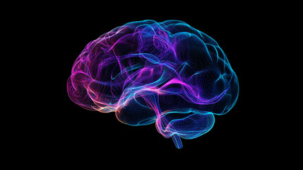 Leinwandbilder - Vibrant colors illuminate polygonal brain symbolizing artificial intelligence and neural networks