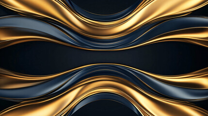 Aufkleber - Golden and dark blue waves blending into an elegant and luxurious abstract design against a black backdrop