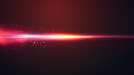 Leinwandbilder - Vibrant and energetic abstract composition created by a horizontal red light beam shining through small particles on a dark background