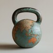 © aritha - A kettlebell designed to resemble a globe, combining fitness with a global theme.