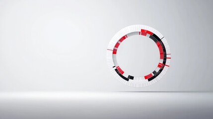 Leinwandbilder - A 3D circular design with red, black, and white elements, suggesting modern technology.