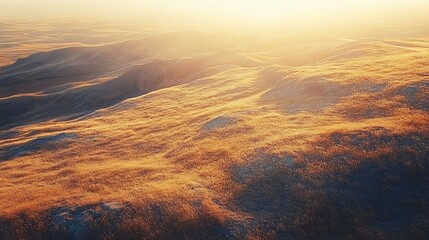 Sticker - Golden sunset over rolling hills and tall grass. (1)